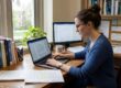 PhD research paper help — researcher reviewing an annotated journal manuscript in a university library